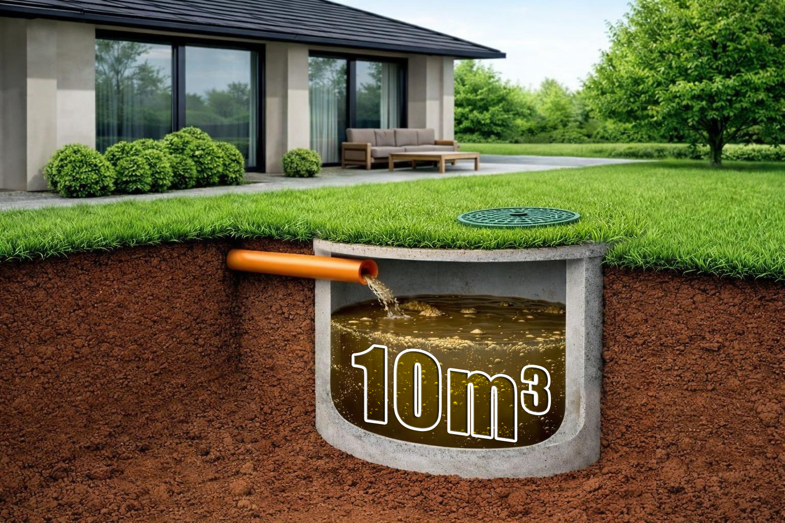 Szambo betonowe owalne-cylindryczne 10m3 - 10 000 litrów