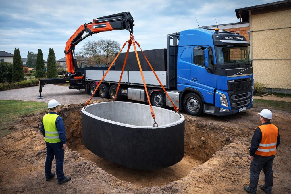 szamba betonowe owalne - transport