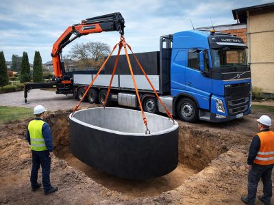 szamba betonowe owalne - transport